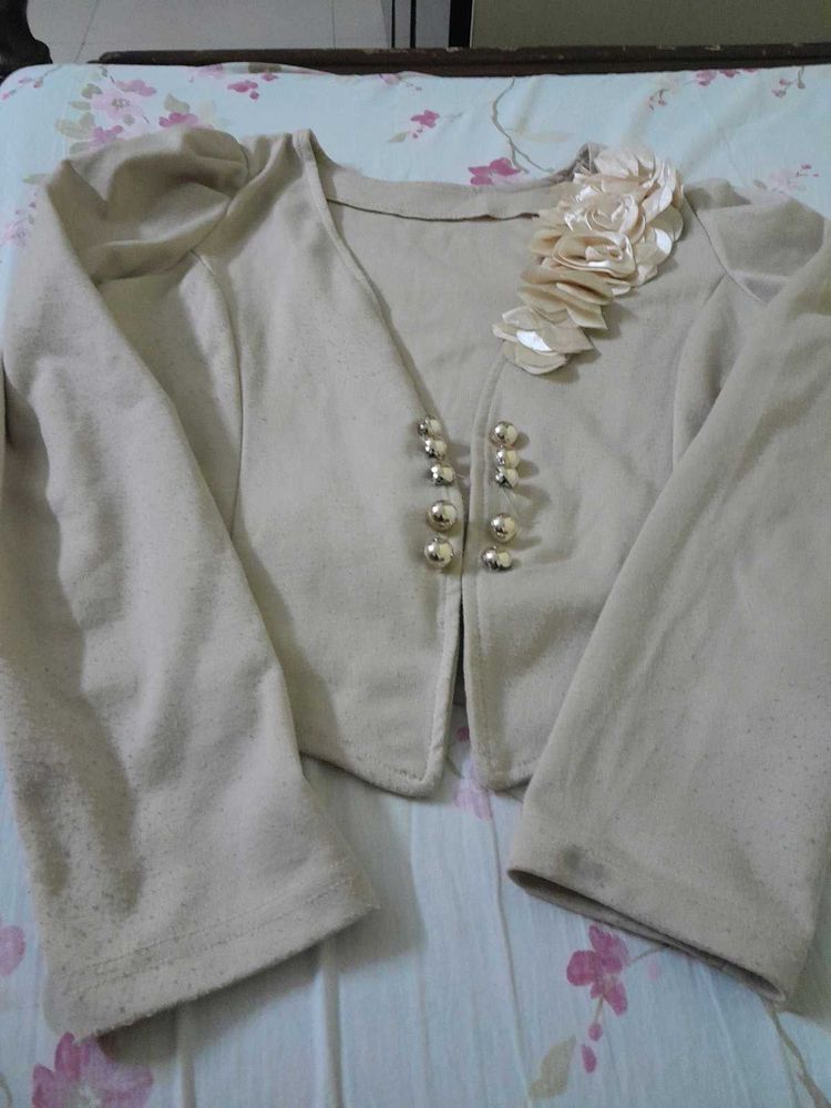 Elegant Beige Flower Blazer