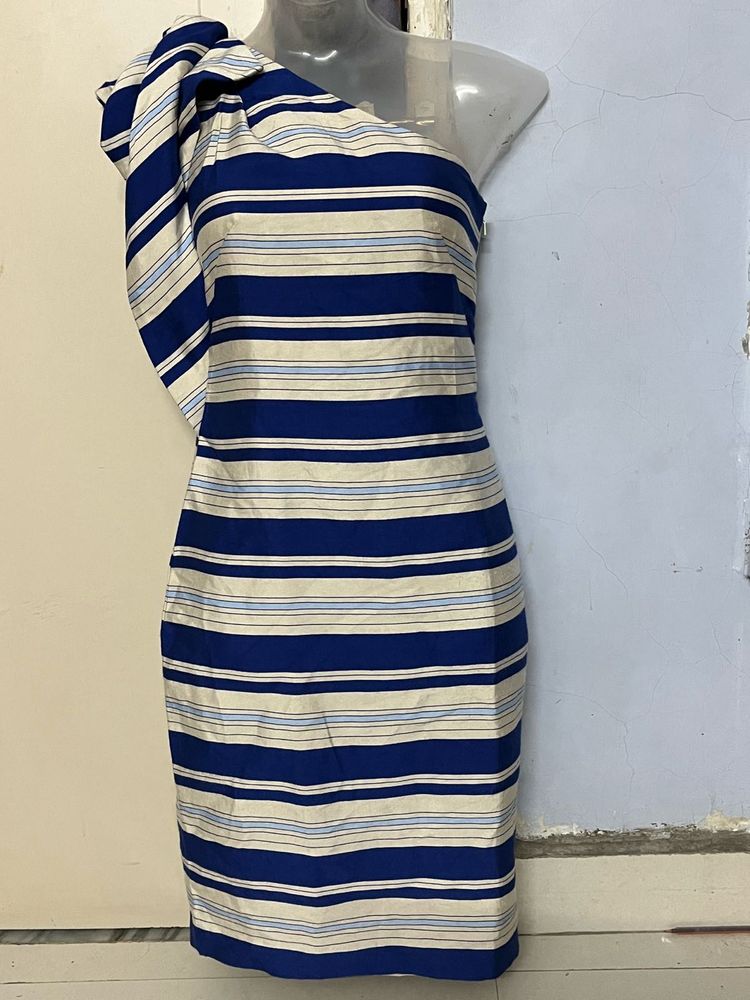 Republic Banana Branded Striped One-Shoulder Dress