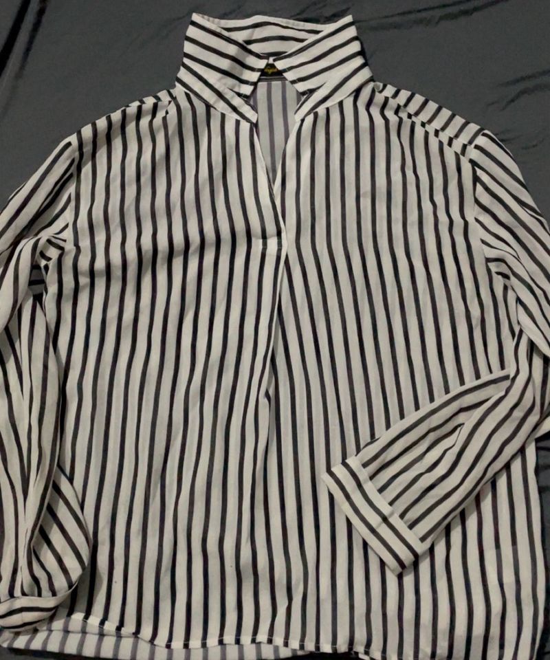 Striped Button-Down Top