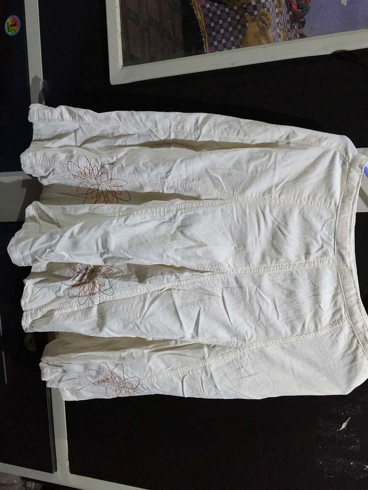 White Embroidered Skirt