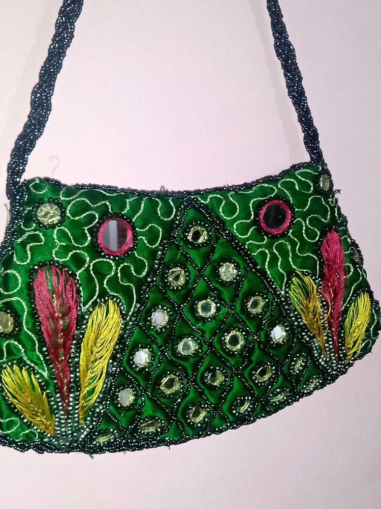 Fancy Pouch with Mirror &amp; Thread Work ✨
