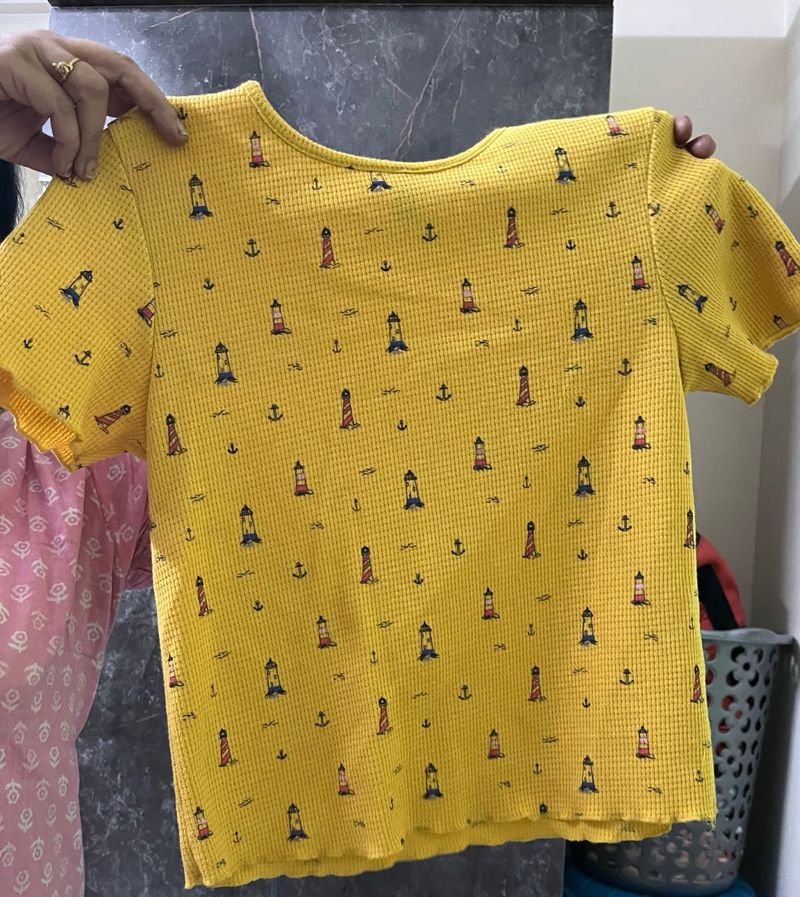 Yellow Crop Top With Design