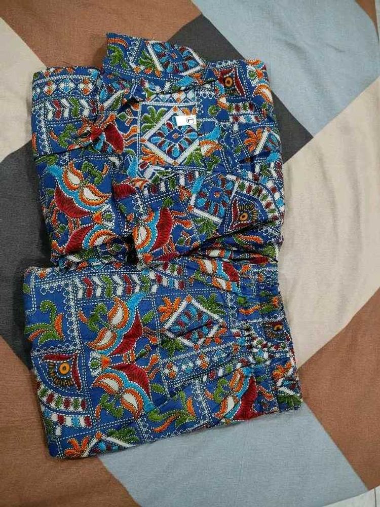 Blue Patterned Pajama Pants