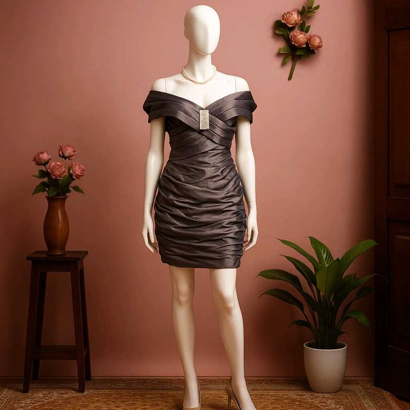 🩶🥀Elegant Ruched Bodycon Dress