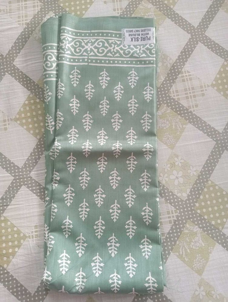 Elegant Green Printed Semi Silk Saree