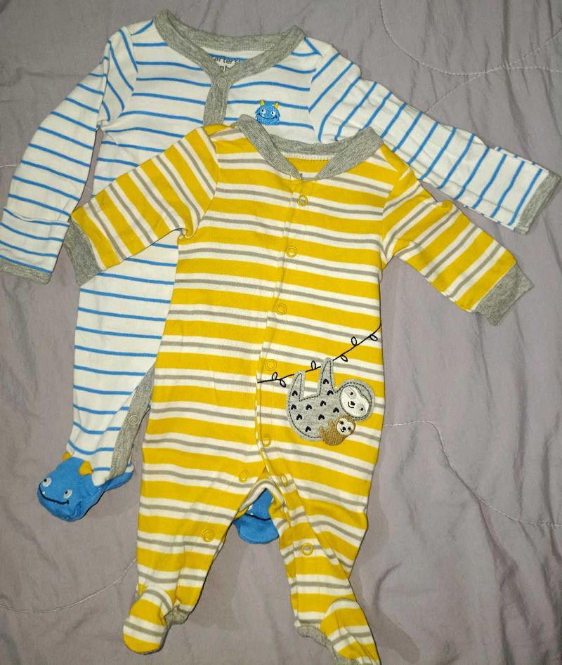 Striped Baby Sleepers - Set of 2