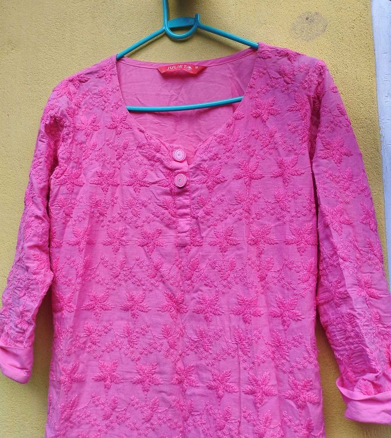 Pink Embroidered Kurta