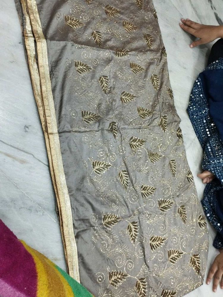 Gray Dupatta Like Dress Material