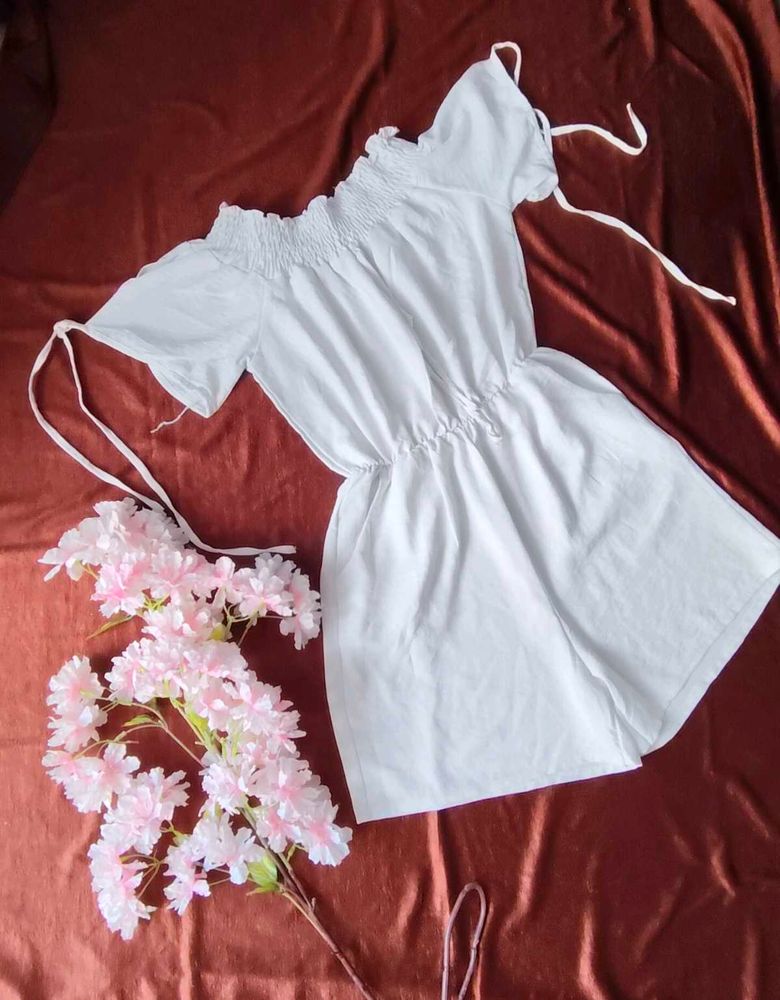 White Off-Shoulder Romper