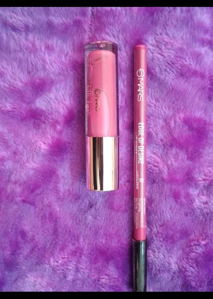 Combo Of Makeup Brush Set And Lipstick+Lipliner