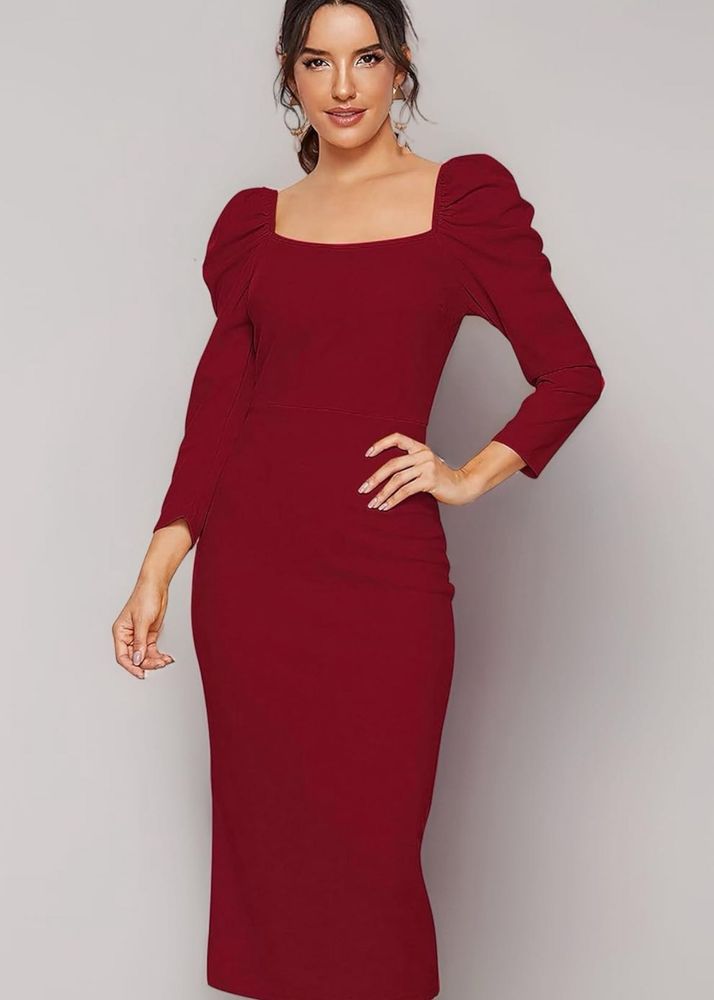 Elegant Burgundy Midi Dress