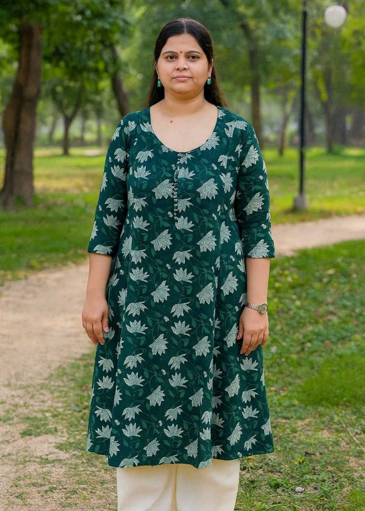 Teal Floral Print Kurta