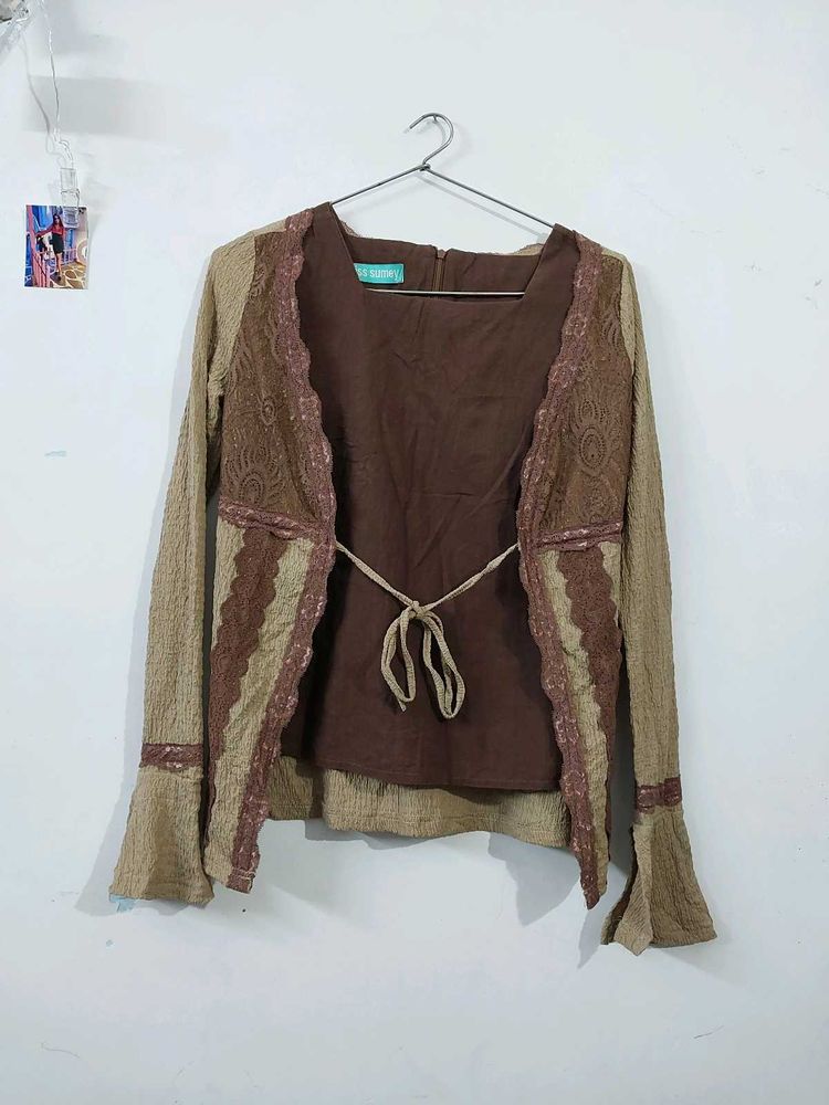 Vintage Brown Shrug With Top