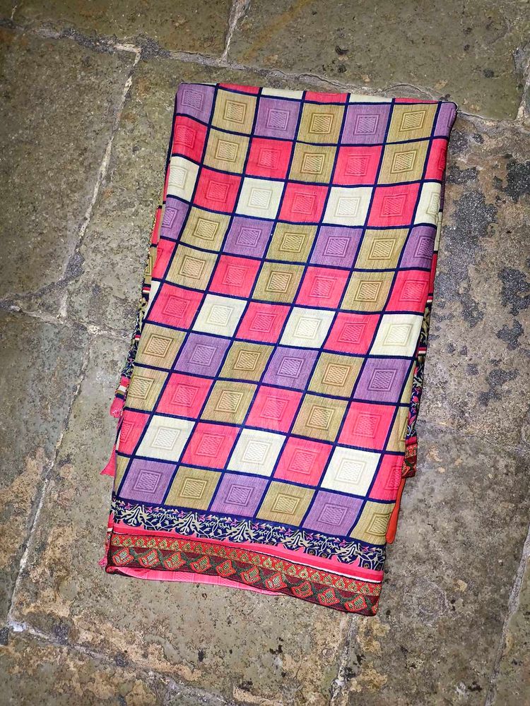 Designer Checkered Saree
