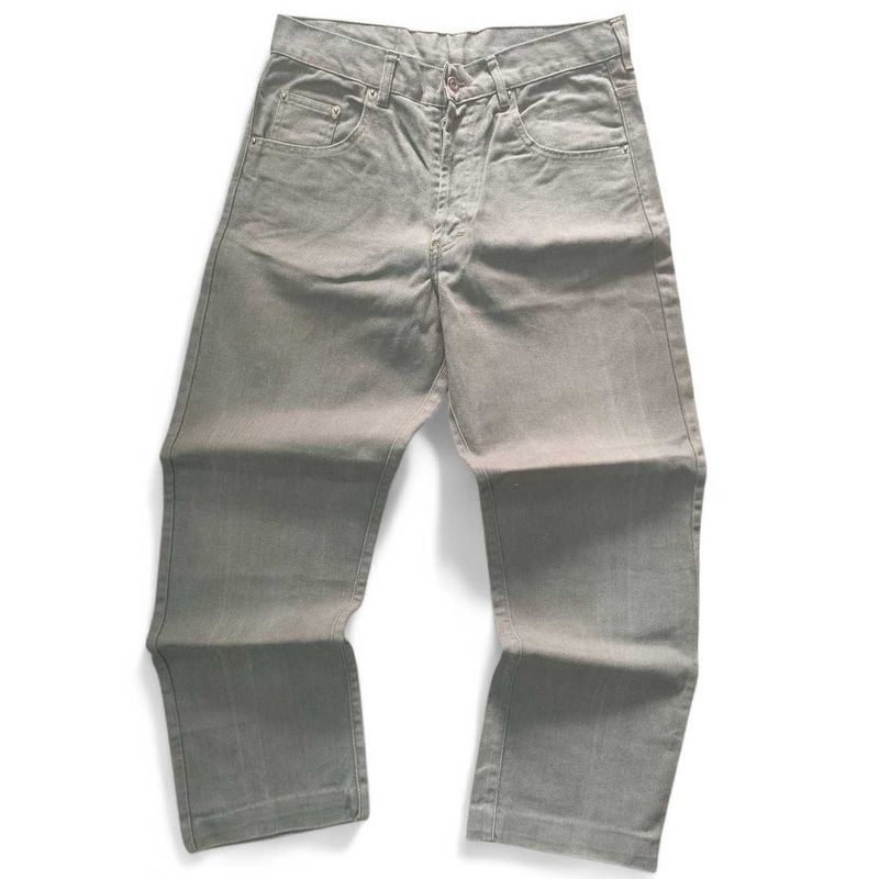 Grey Button‑Fly Workwear Denim — Straight Cut