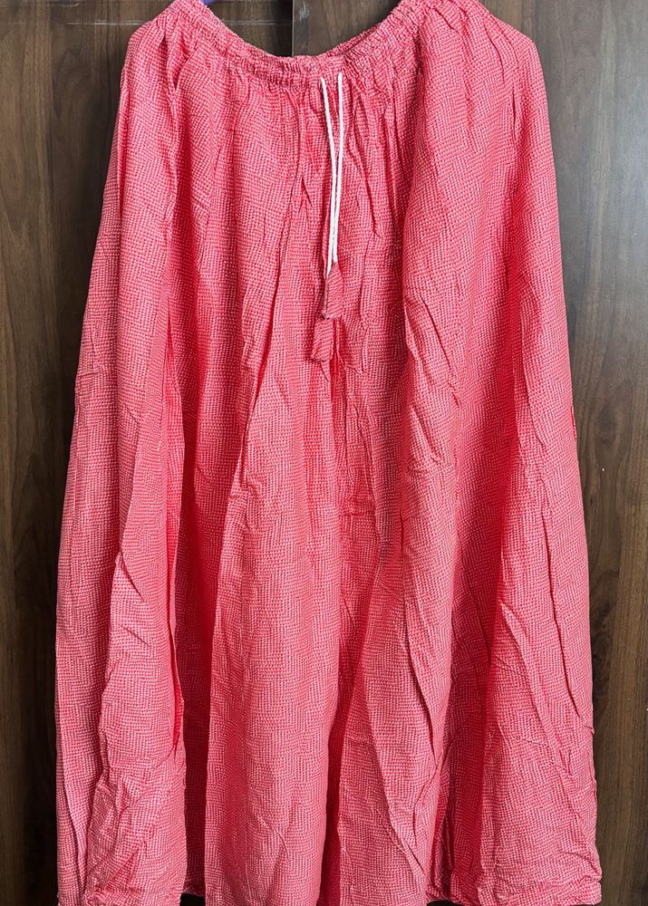 Coral Patterned Wide Leg Pants