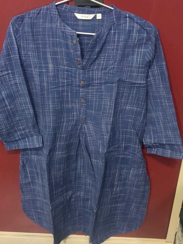 Blue Plaid Tunic Top