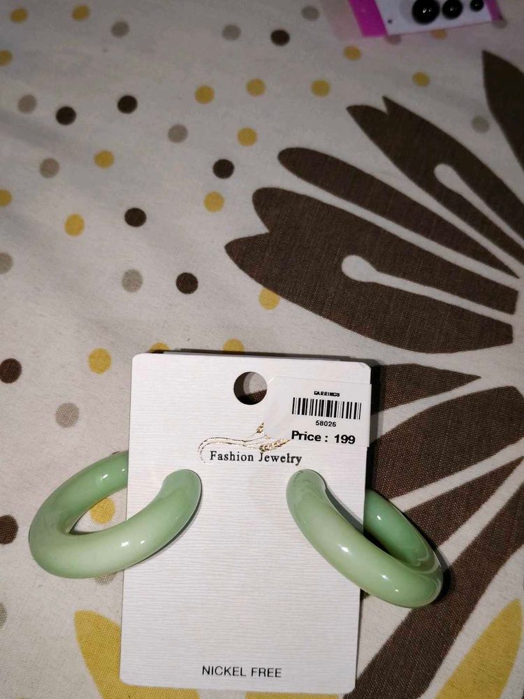 Green Hoop Earrings