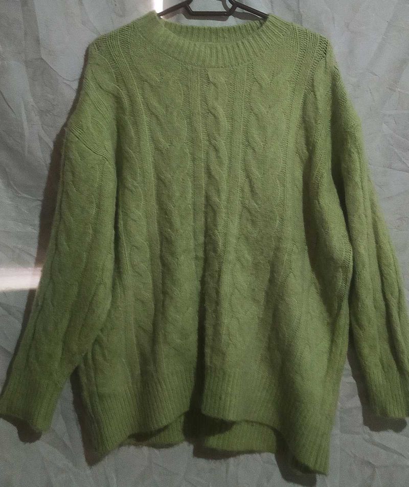 Green Cable Knit Sweater