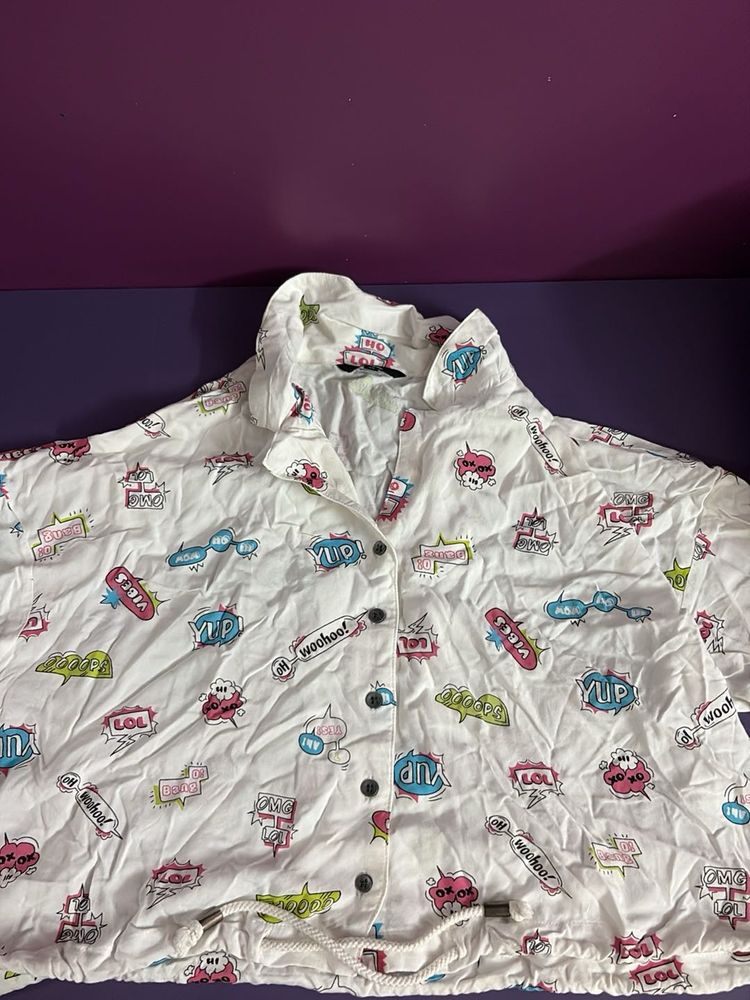 Fun Graphic Print Crop Top