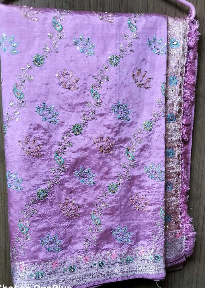 Embroidered Lavender Saree