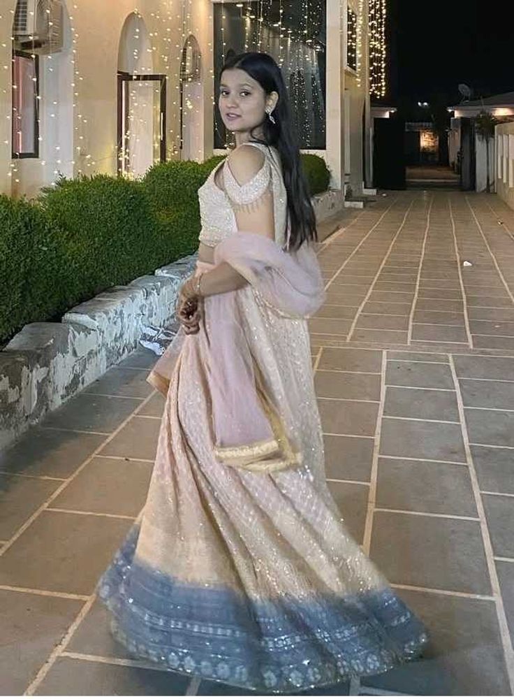 double shade peach lehenga set