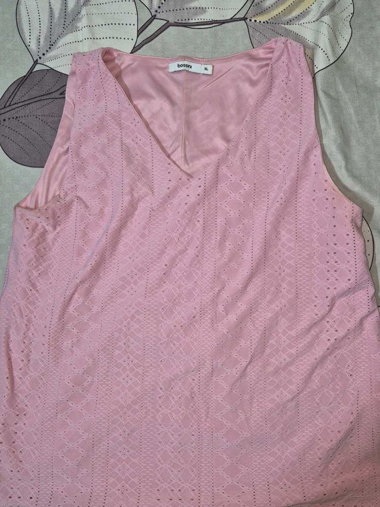 A-Line Pink Sleeveless Top