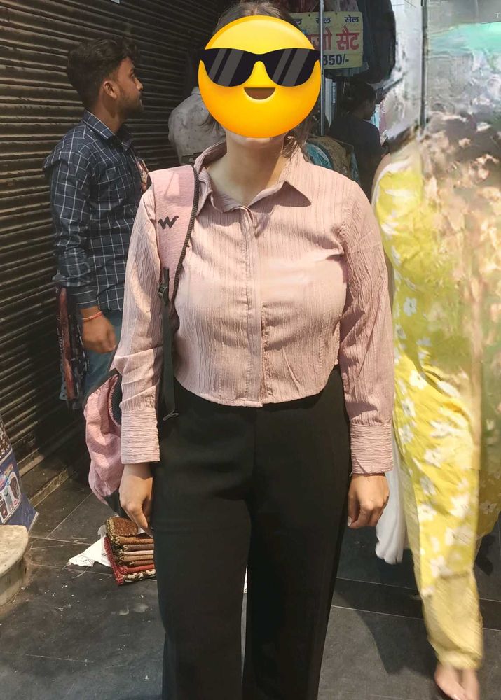 Peach colour Crop  Shirt