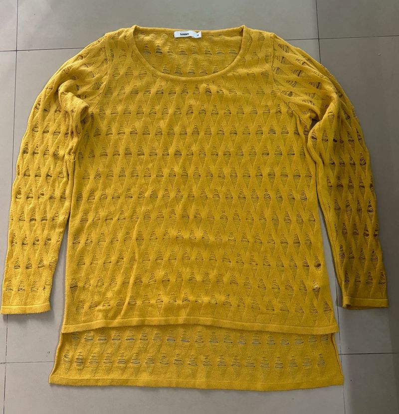 Yellow Knit Long Sleeve Top