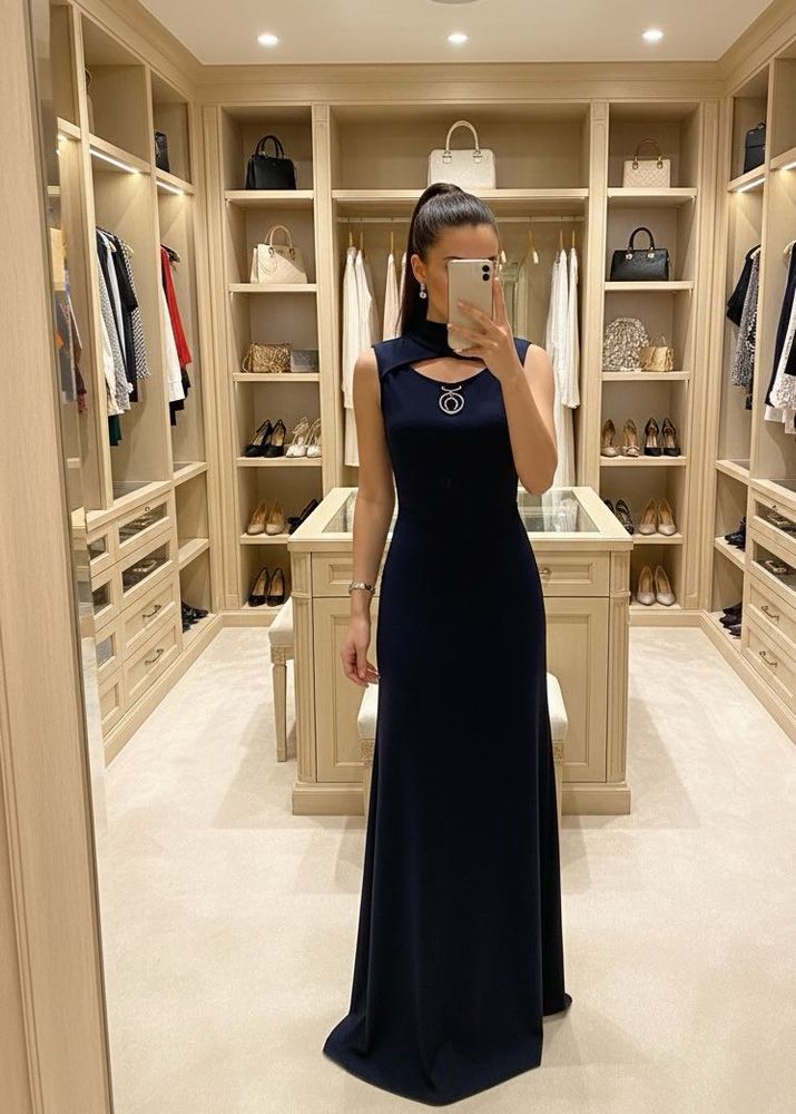 Pintrest Elegant Navy Maxi Dress