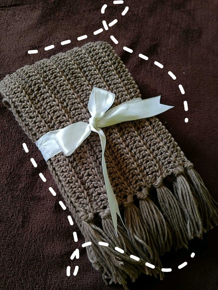 Handmade Crocheted Scarf with Tassels
