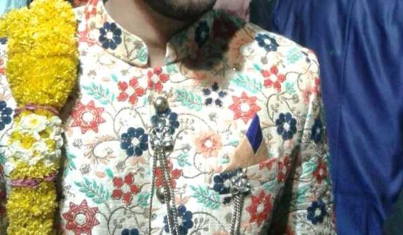 Floral Sherwani with Brooch