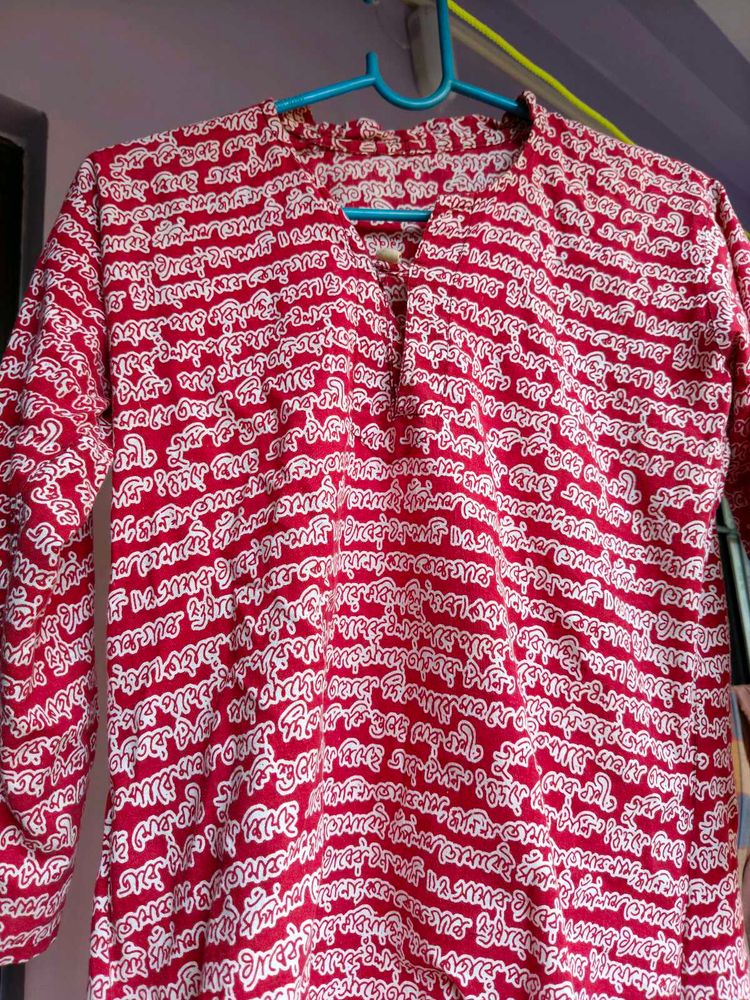 Red Printed Kurta