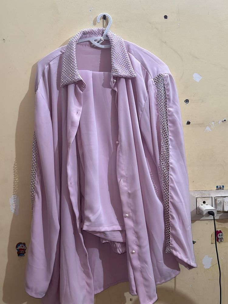 Lilac Embellished Pant Suit