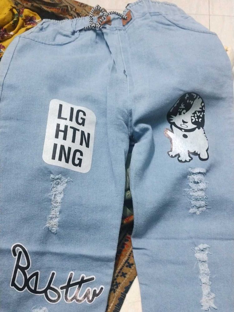 Cute Printed Denim Jeans