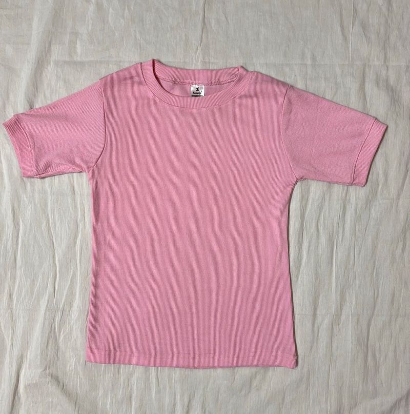 Cute Pink Ribbed Tee