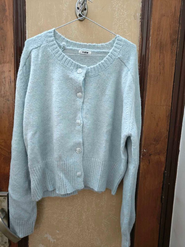 Ice Blue Knit Cardigan
