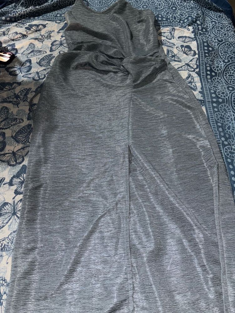 Elegant Silver Maxi Dress