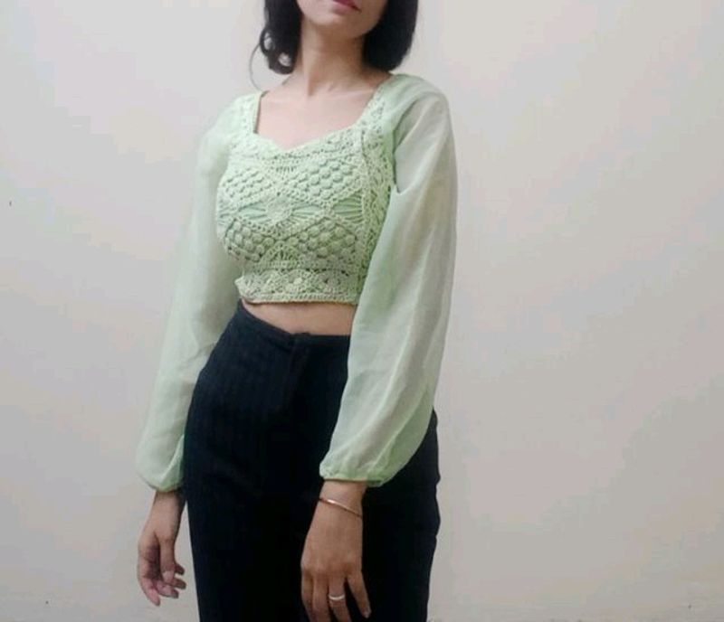 Light Parrot Colour CROP Top