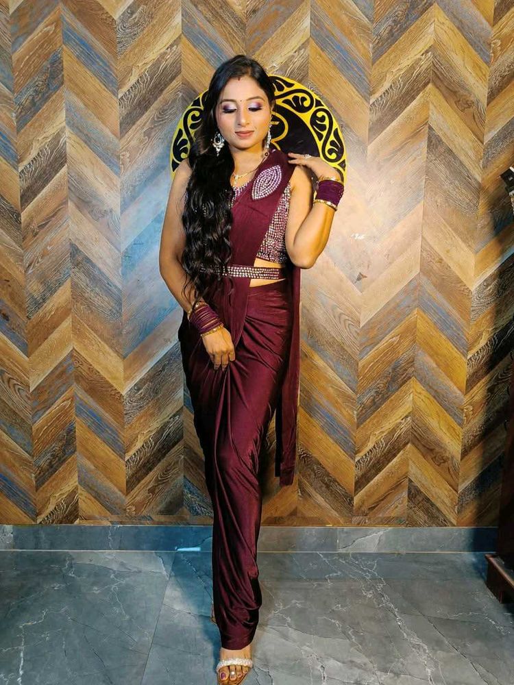 ready to wear saree with heavy blouse