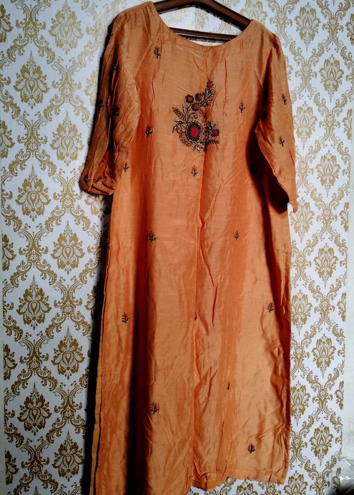 Elegant  Embroidered Party Wear Kurta Inner Attach