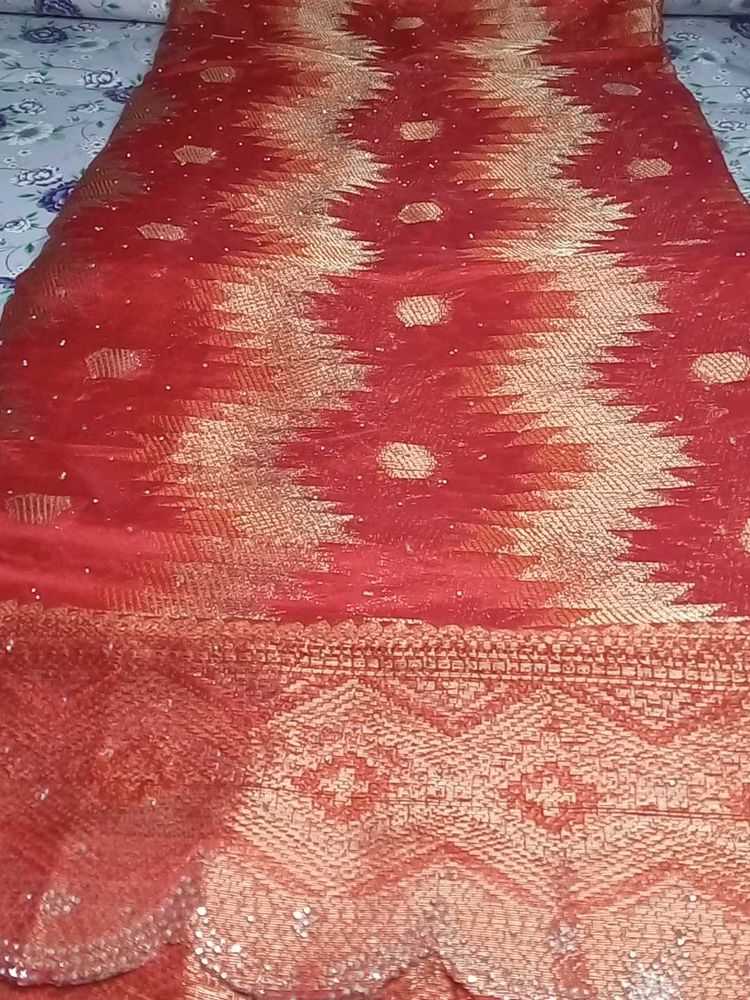 Red &amp; Gold Ethnic Fabric