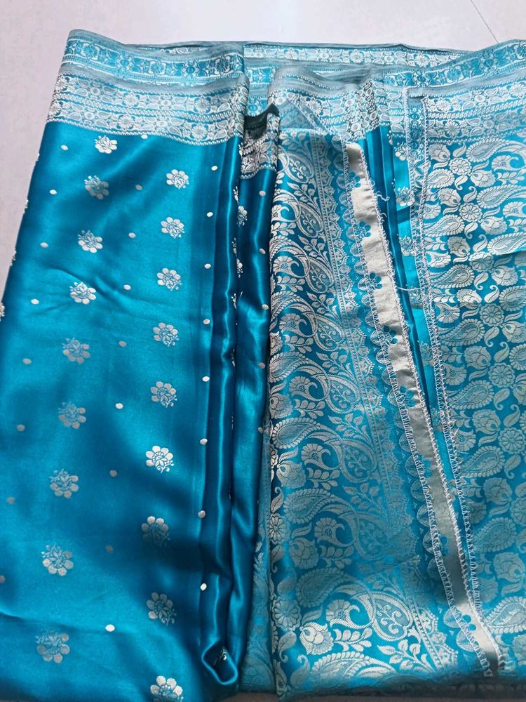 royal looking high quality Teal Banarasi Style Sar