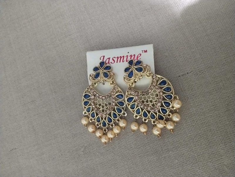 Jasmine Blue &amp; Gold Drop Earrings