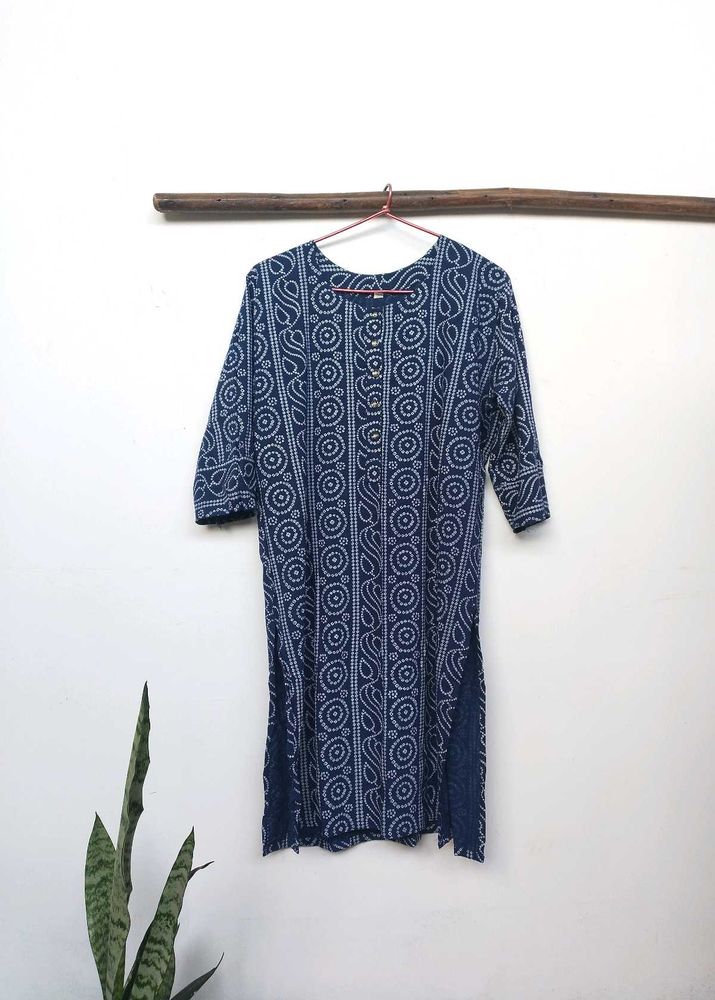 Blue Bandhani Print Kurti
