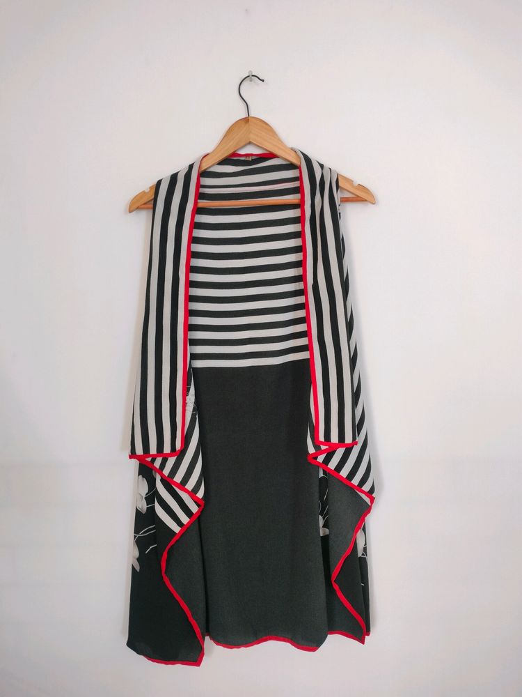 Striped &amp; Solid Open Front Vest