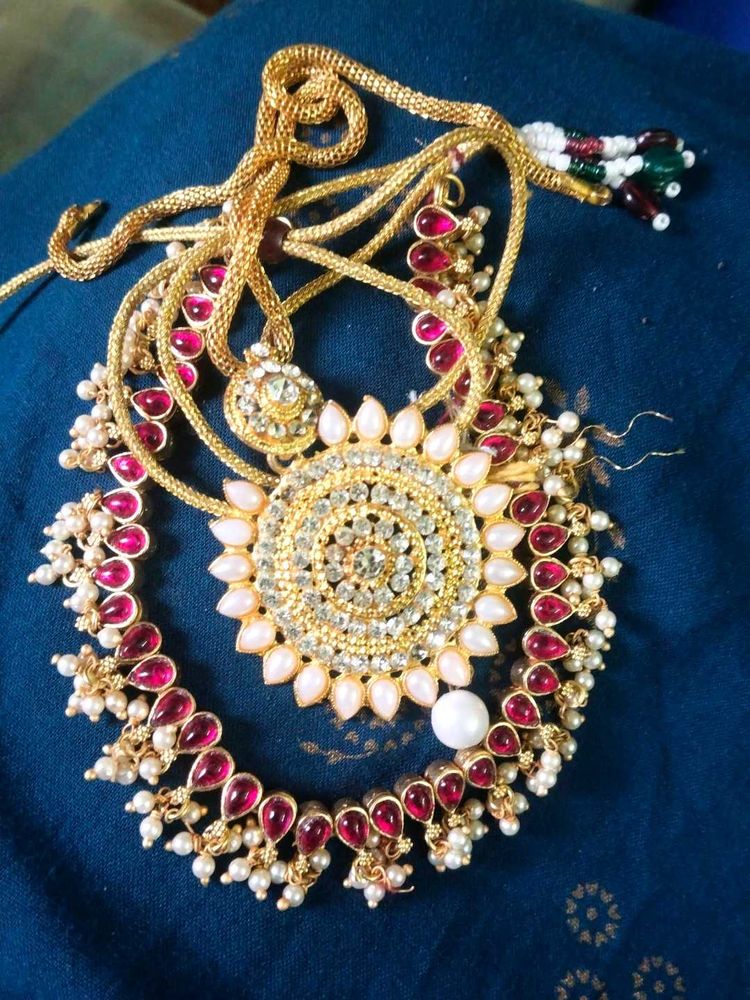 Red Stone &amp; Pearl Necklace