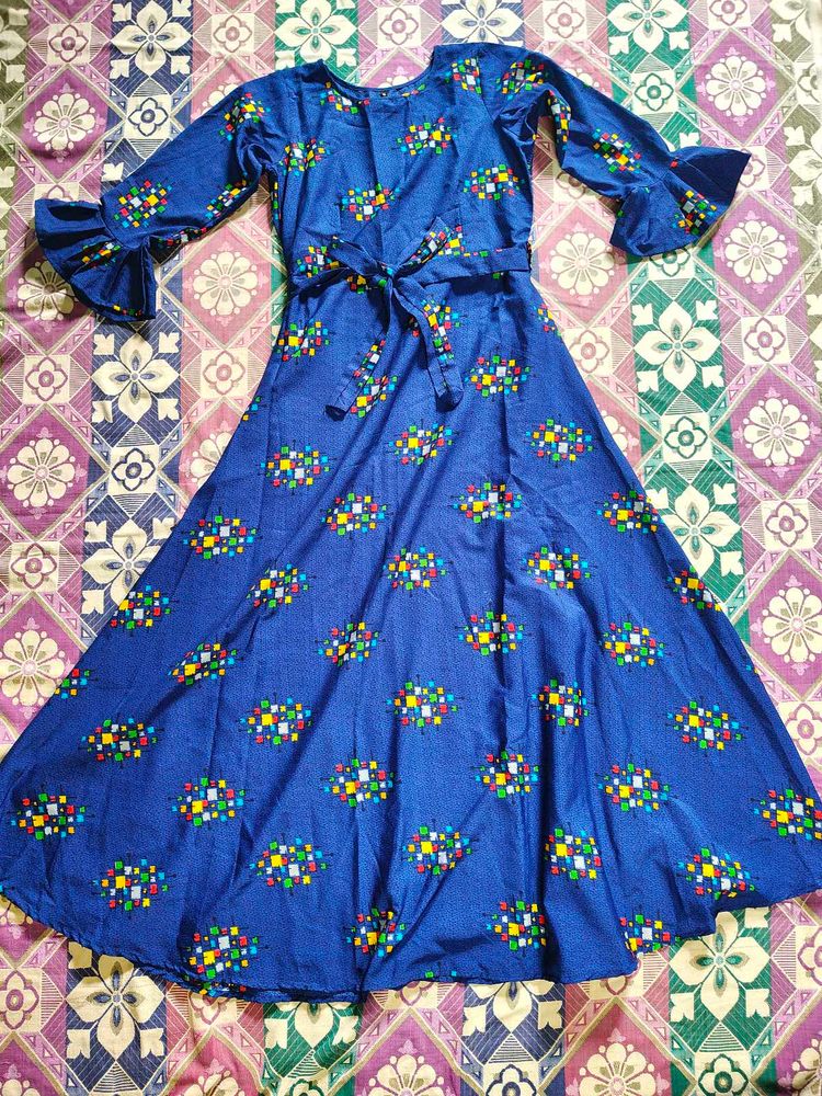 Blue Printed Maxi Dress