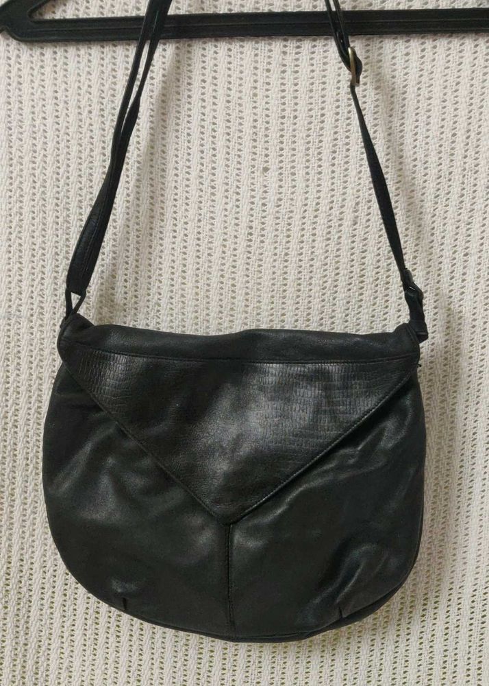 vintage Black Leather Handbag