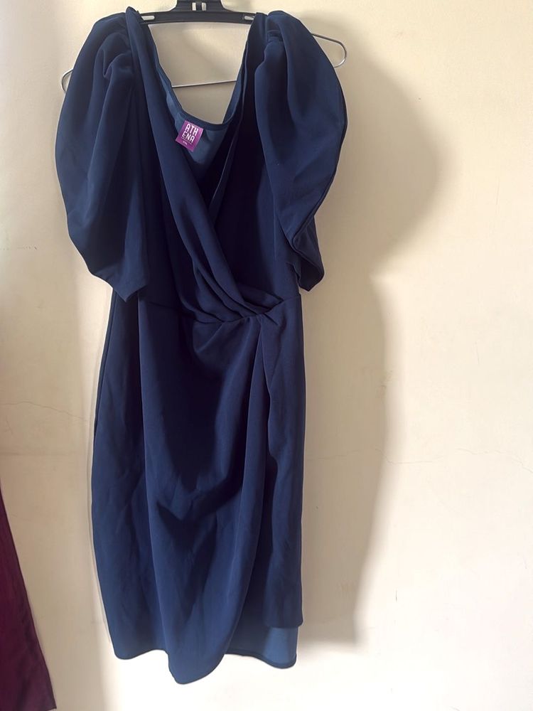 Chic Navy Blue Bodycon Slit Party Dress